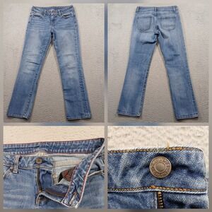 Talbots Heritage Straight Leg Jeans Women Size 4 Blue Denim Stretch EUC